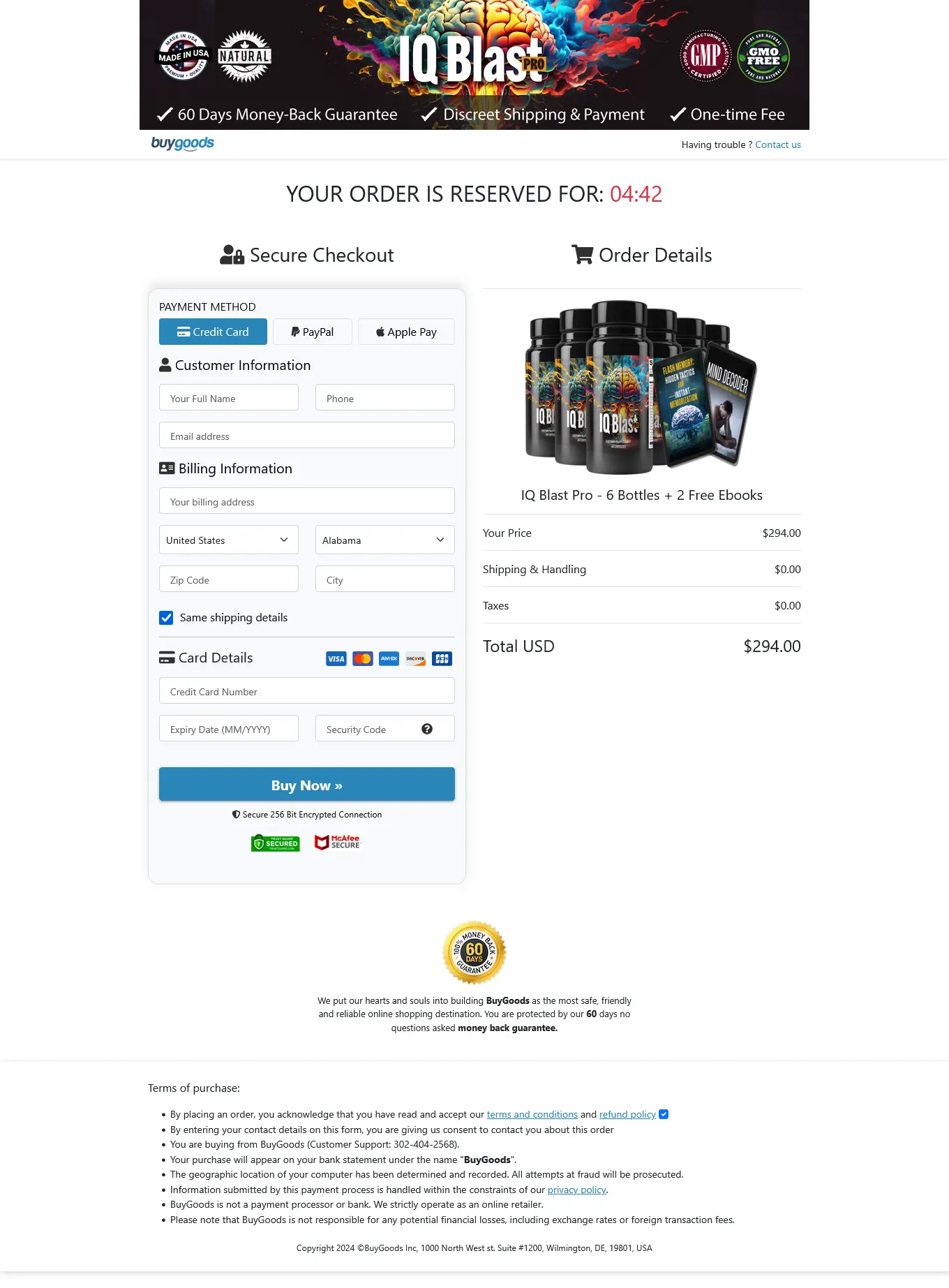 iq blast pro order form